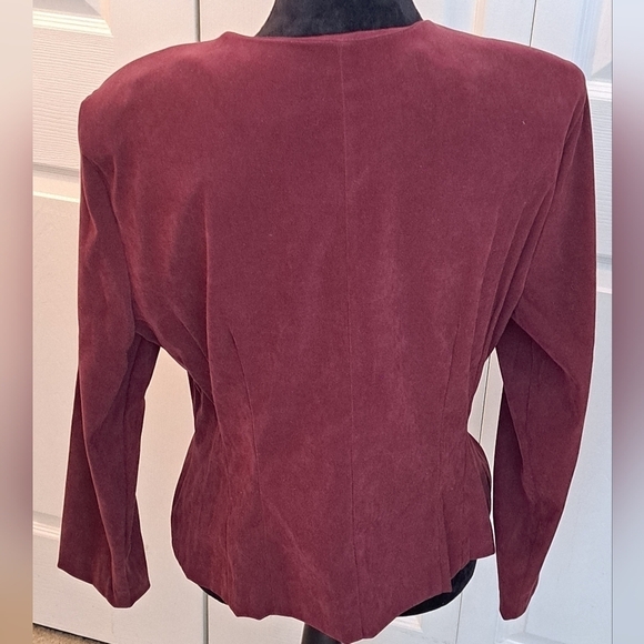 Vintage 90's Dark Plum Velour Jacket   Size 16 - Picture 4 of 7